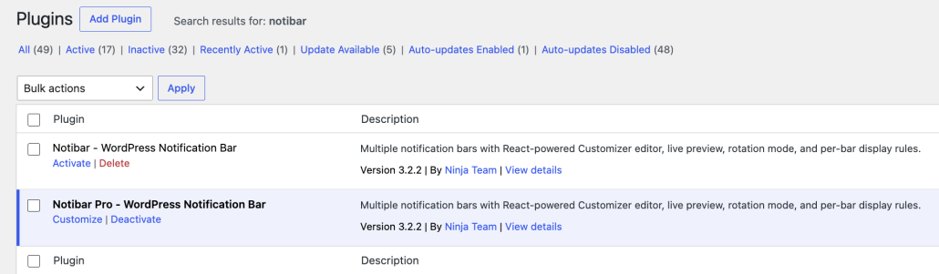 Install and Activate Notibar