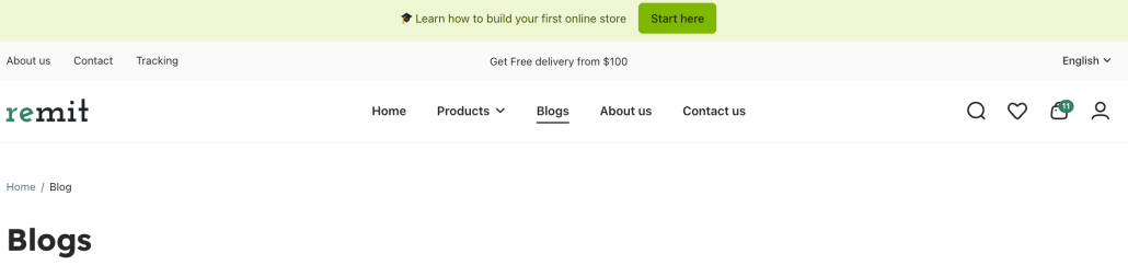 use a notification bar to lead to blog post
